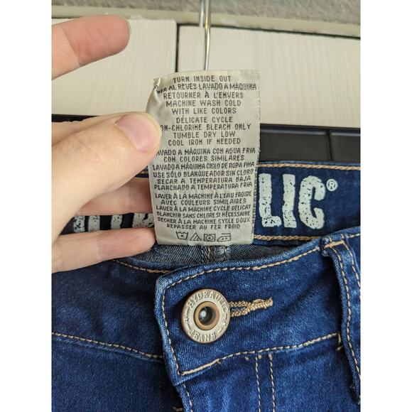 Hydraulic Women's Blue Beaded Mid Rise Button Belt Loop Blended Jeans Size 8 - Picture 4 of 5